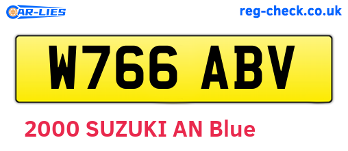 W766ABV are the vehicle registration plates.