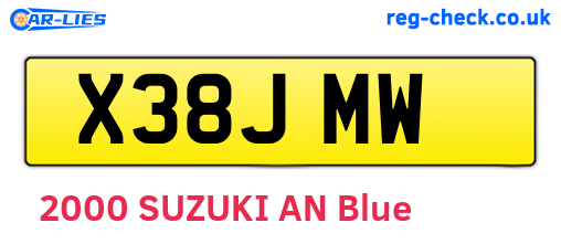X38JMW are the vehicle registration plates.
