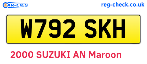 W792SKH are the vehicle registration plates.