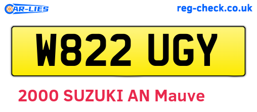 W822UGY are the vehicle registration plates.