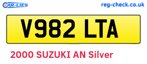 V982LTA are the vehicle registration plates.