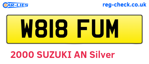 W818FUM are the vehicle registration plates.