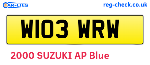 W103WRW are the vehicle registration plates.