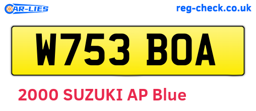 W753BOA are the vehicle registration plates.