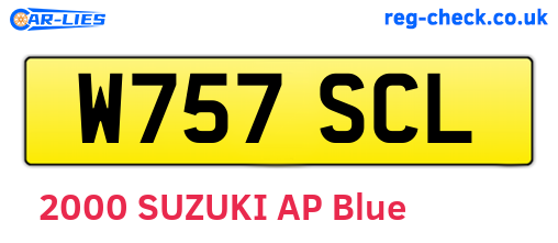 W757SCL are the vehicle registration plates.