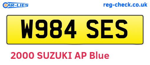 W984SES are the vehicle registration plates.