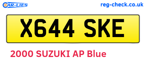 X644SKE are the vehicle registration plates.