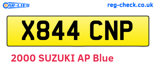 X844CNP are the vehicle registration plates.