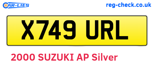X749URL are the vehicle registration plates.