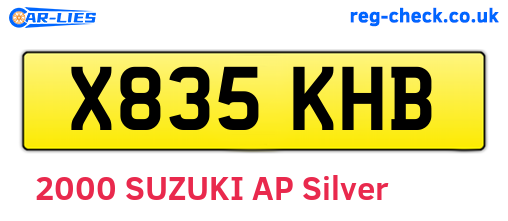 X835KHB are the vehicle registration plates.