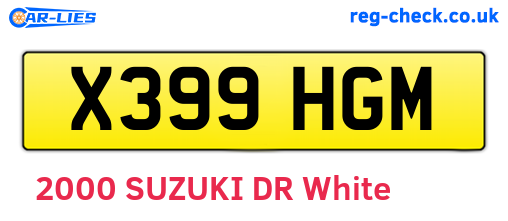 X399HGM are the vehicle registration plates.
