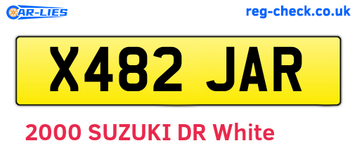X482JAR are the vehicle registration plates.