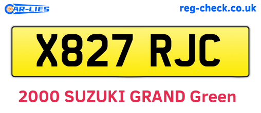 X827RJC are the vehicle registration plates.