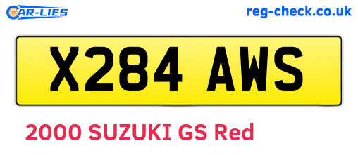 X284AWS are the vehicle registration plates.