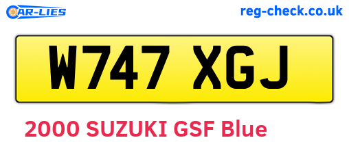 W747XGJ are the vehicle registration plates.
