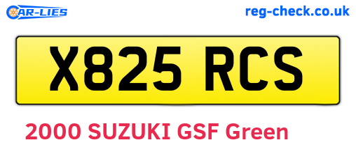 X825RCS are the vehicle registration plates.