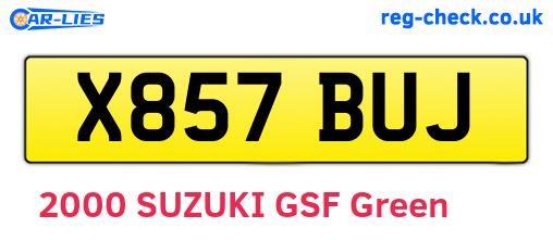 X857BUJ are the vehicle registration plates.