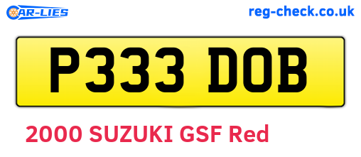 P333DOB are the vehicle registration plates.