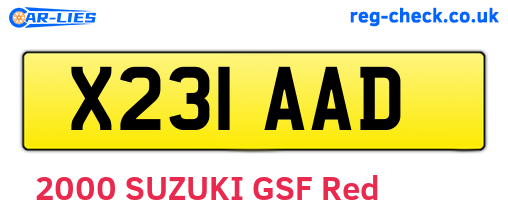 X231AAD are the vehicle registration plates.