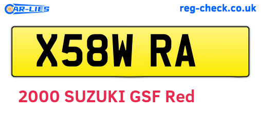 X58WRA are the vehicle registration plates.
