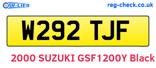 W292TJF are the vehicle registration plates.