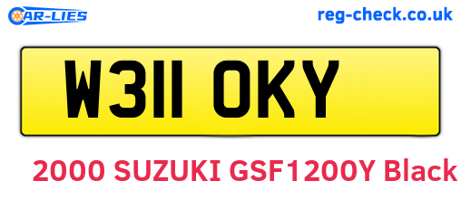 W311OKY are the vehicle registration plates.
