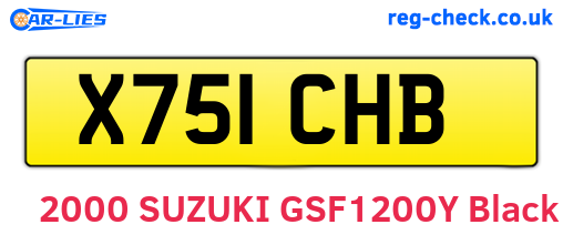 X751CHB are the vehicle registration plates.
