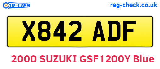 X842ADF are the vehicle registration plates.