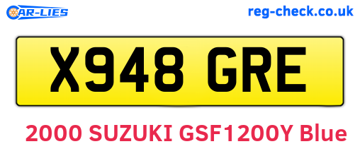 X948GRE are the vehicle registration plates.
