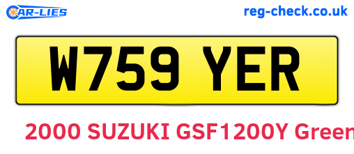 W759YER are the vehicle registration plates.