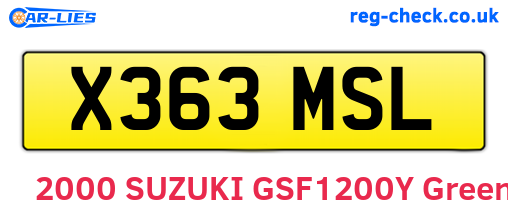 X363MSL are the vehicle registration plates.