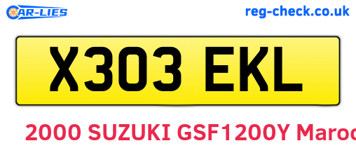 X303EKL are the vehicle registration plates.