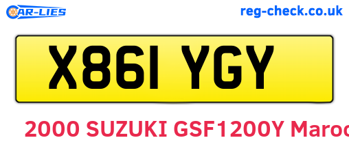 X861YGY are the vehicle registration plates.