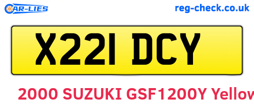 X221DCY are the vehicle registration plates.
