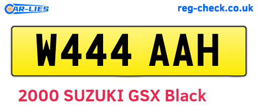 W444AAH are the vehicle registration plates.