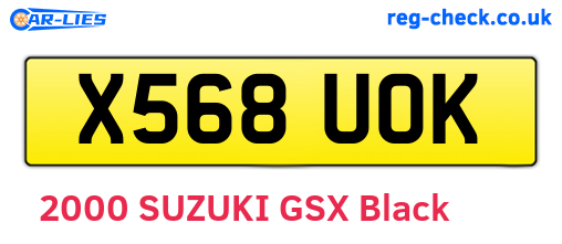 X568UOK are the vehicle registration plates.