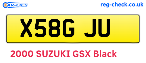 X58GJU are the vehicle registration plates.