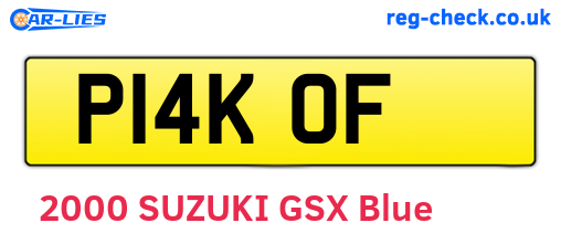 P14KOF are the vehicle registration plates.