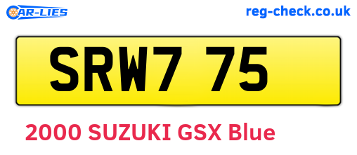 SRW775 are the vehicle registration plates.