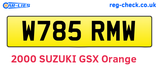 W785RMW are the vehicle registration plates.
