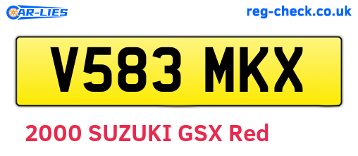 V583MKX are the vehicle registration plates.