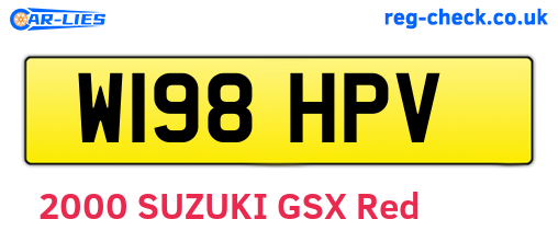 W198HPV are the vehicle registration plates.