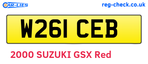 W261CEB are the vehicle registration plates.