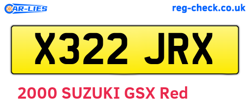 X322JRX are the vehicle registration plates.