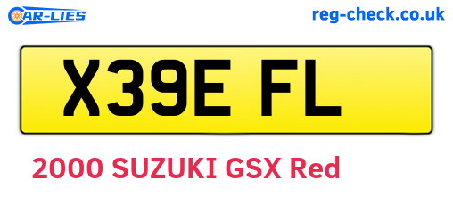 X39EFL are the vehicle registration plates.