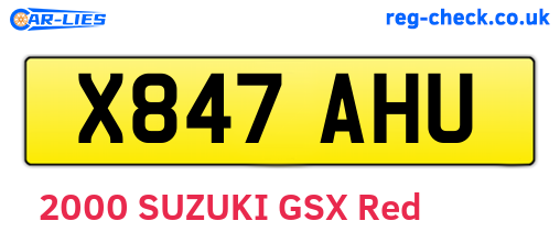 X847AHU are the vehicle registration plates.