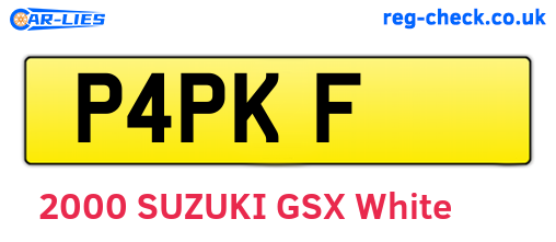 P4PKF are the vehicle registration plates.