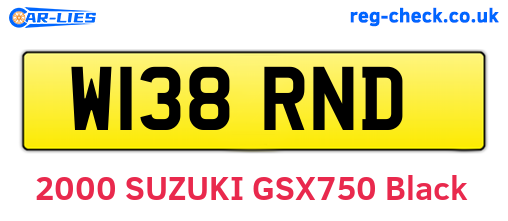 W138RND are the vehicle registration plates.