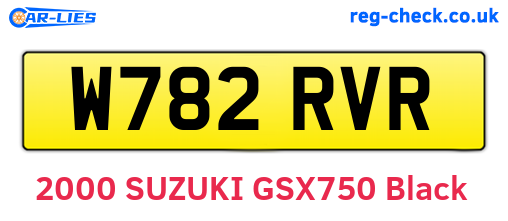 W782RVR are the vehicle registration plates.