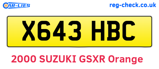 X643HBC are the vehicle registration plates.